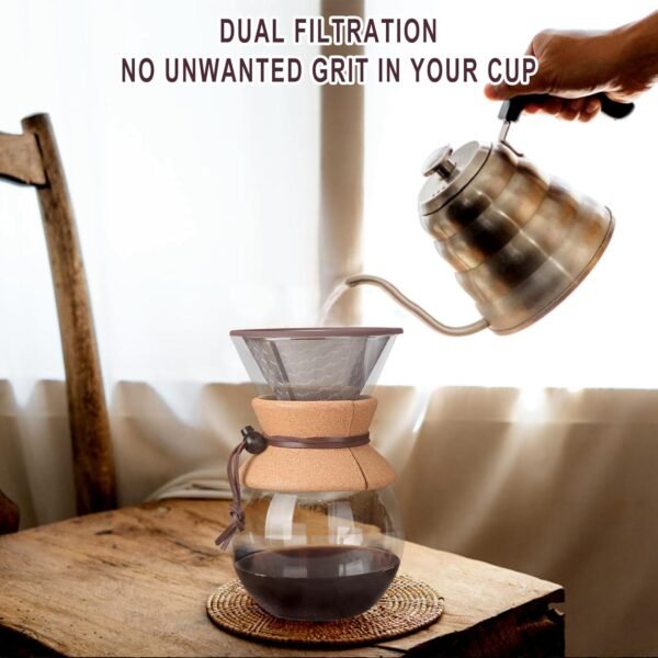 Compatible for Hario V60 & Chemex Pour Over Coffee Filters -MISETTO Reusable Stainless Steel - Best Coffee Maker and Bar Accessories - Image 6