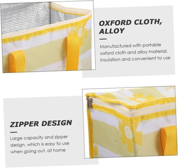 Lunch Bag for Men Picnic Stuff Cool Bag Reusable Bento Basket Food Bag Picnic Cooler Bag Lunch Bags Picnic Kit Insulated Lunch Tote Food Storage Insulation Bag Snack Yellow Alloy - Image 4