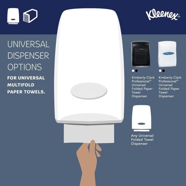 Kleenex® Multifold Paper Towels, Bulk (02046), 1-Ply, 9.2" x 9.4" sheets, White (150 Sheets/Pack, 8 Packs/Case, 1,200 Sheets/Case) - Image 3