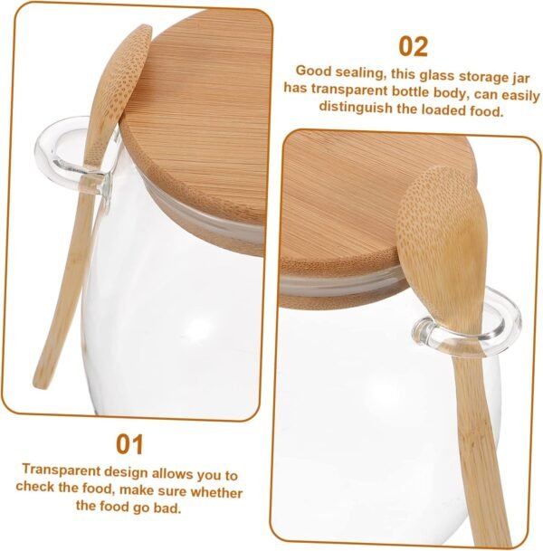 MAGICLULU Glass Jar Creamer Multi-function Canister Container Hourglass Pickle Jar Tray Kitchen Storage Jars Household Storage Canister Bell Mason Jars for Canning Household Canister Wood - Image 6