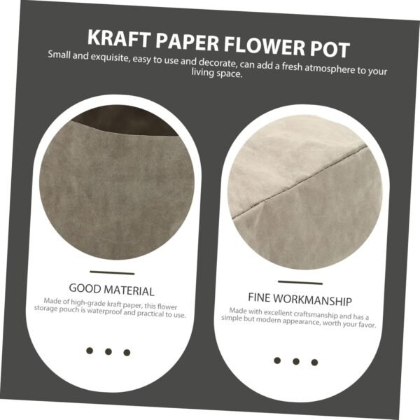 Kraft Paper Flowerpot Kraft Bags Reusable Fruits Bag Food Storage Containers Vegetable Lunchbox Washable Kraft Paper Storage Bag Business Pantry Lids Tote Packaging Grey - Image 4