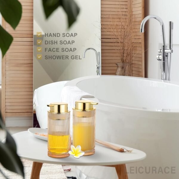 Glass Foam Soap Dispenser, Refillable Foaming Dispenser with Gold Pump, Foam Hand Soap Dispenser for Bathroom Kitchen, Modern Home Bathroom Kitchen Decor （Foam Type/Clear） - Image 6
