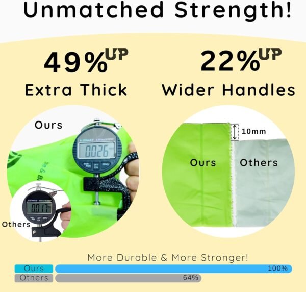 Extra Thick 1 MIL Compostable Trash Bags with Handles, 2.6 Gallon - Heavy Duty, Ultra Durable, Leak Proof, Kitchen Compost Bin Compatible, 50 Count, Handle-Tie - Image 3