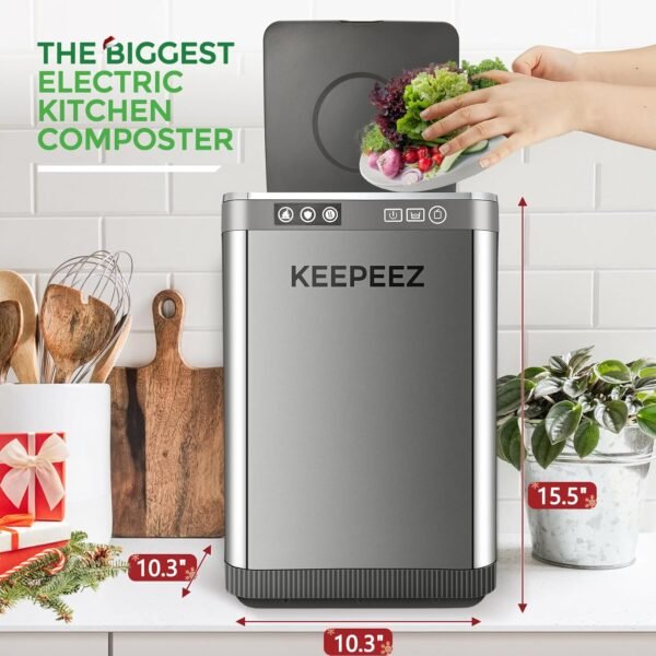 4L Smart Electric Composter for Kitchen, Odorless Kitchen Composter with 2 Carbon Filter, Energy Efficient Countertop Compost Bin with 3 Modes/Auto-Cleaning/Silent,Quickly Turn Food Waste into Compost - Image 5