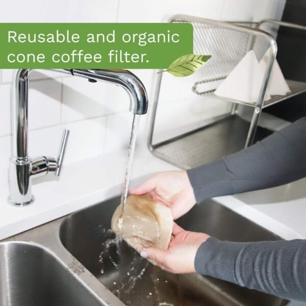 TGP Organic Hemp Cloth Coffee Filter Cone No. 4, 3-Pack, Cotton Cloth Coffee Filters - Image 2