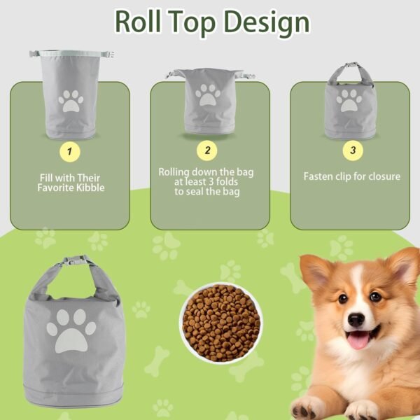 Travel Dog Food Container 10Lbs,Dog Food Travel Bag,Waterproof Dog Food Bag,Reusable Dog Travel Kibble Container,Roll Top Pet Food Bag,Dog Camping Essentials - Image 3