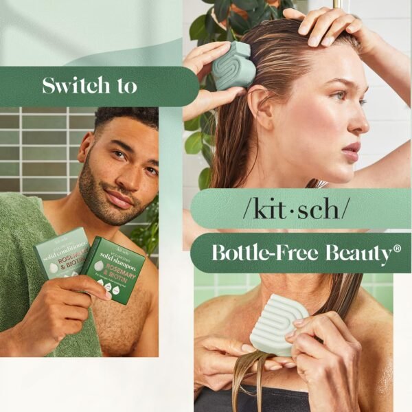 Kitsch Rosemary & Biotin Shampoo and Conditioner Bar Set for Thinning Hair - 2pc Volume Shampoo Bar & Conditioner Bar for Men and Women, Hair Thickening & Regrowth Combo, Paraben Free - Image 7