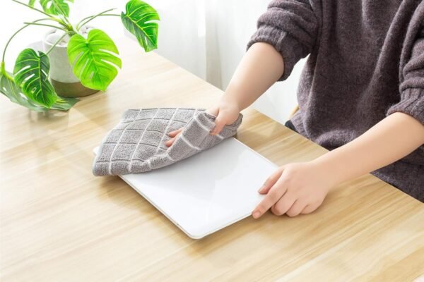 Microfiber Dish Towels - Soft, Super Absorbent and Lint Free Kitchen Towels - 8 Pack (Lattice Designed Gray Colors) - 26 x 18 Inch - Image 7