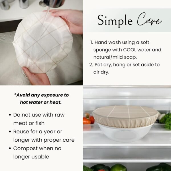 Reusable Bowl Covers for Bread Proofing (2 Lg) - Beeswax Bowl Covers Reusable, Sourdough Bowl Cover, Elastic Cotton Cloth Bowl Covers, Bread Cover for Rising, Bread Bowl Cover, Fabric Bowl Covers - Image 7