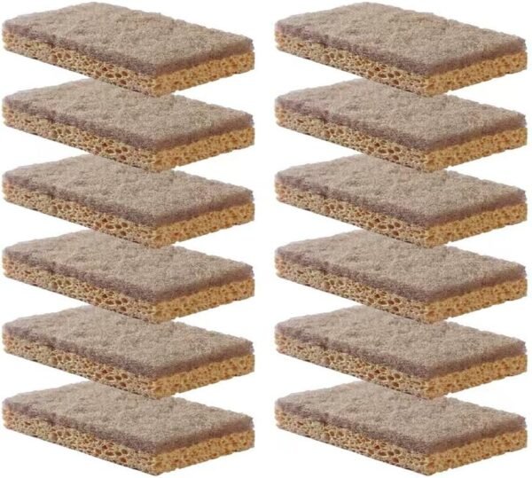 Sisal Sponges Kitchen 12-Pack,Natural Eco Friendly Non-Scratch scouring pad,Biodegradable Sisal Scrubber,Dish Sponges for Kitchen