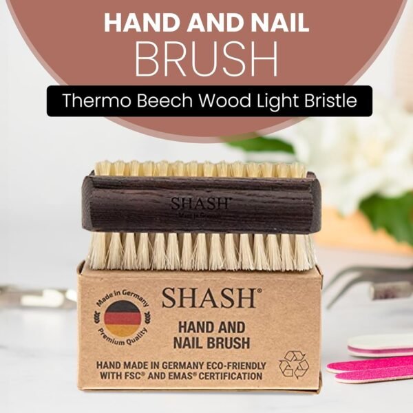 Since 1869 Hand Made In Germany Thermo Beech Wood Light Bristle Nail and Hand Brush - Image 4