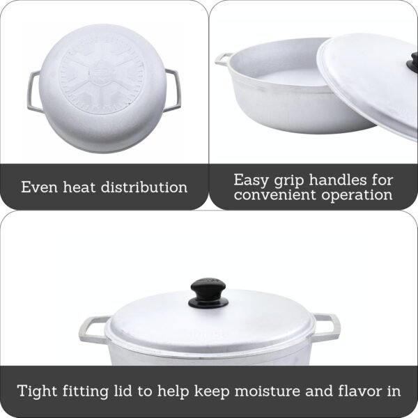 IMUSA 7.5 Quart Traditional Natural Made in Colombia Caldero with Lid for Cooking and Serving,Silver - Image 2