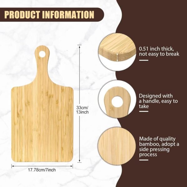 Lounsweer 6 Pcs Thicken Cutting Board Bulk Wood Chopping Board Serving Board Charcuterie Boards for Laser Engraving Mother' Day Wedding Housewarming Gift(Bamboo,13 x 7 Inches) - Image 2