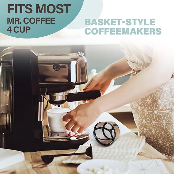 Prasacco Reusable Coffee Filter, 4 Cup Basket Coffee Filters Replacement Coffee Filter Permanent Filter Coffee Replacment Coffee Filter for Mr. Coffee Coffee Makers and Brewers (1 PC) - Image 6