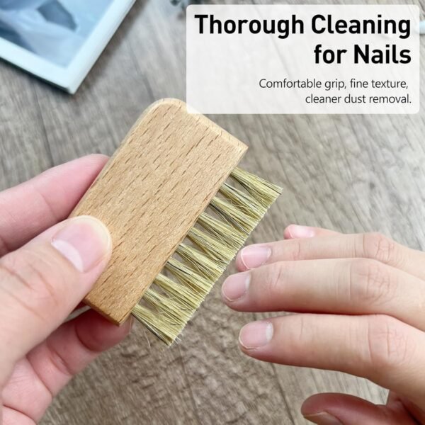 Natural Beech Wood Nail Brush Non-Slip Hand and Toenail Cleaning Brush Compact and Durable Bristle Scrub for Home and Travel - Image 3