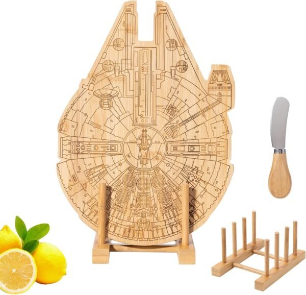 Bamboo Engraved Cutting Board Set, Handmade Bamboo Cutting Board with Holder, Wood Charcuterie Board with Cheese Knives, Kitchen Chopping Boards for Dad, Unique Christmas Gifts for Men
