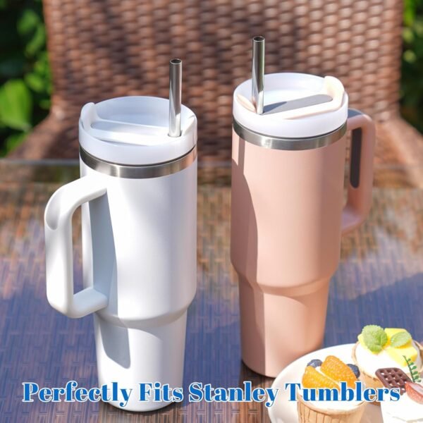 Tomorotec 8-Pack Stainless Steel Straws Fit for 40oz Stanley Tumblers, 12" Metal Straws for Stanley Cup with 1 Brush, Reusable Drinking Straws for Smoothies, Milkshakes, Dishwasher Safe & BPA-Free - Image 2