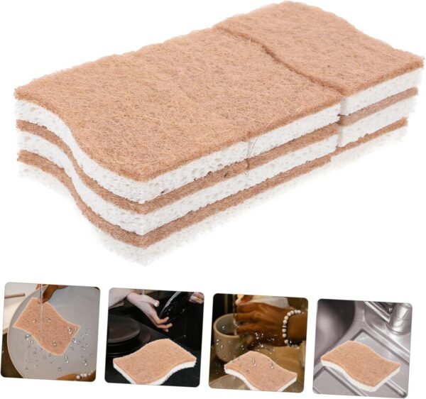 TIDTALEO 9pcs Kitchen Dish Sponge Wok Sponge Dishwashing Scrubber Natural Dish Sponge Dish Scrub Sponges Dishwashing Sponges Natural Kitchen Sponges Kitchen Cleaning Sponges Work on Sisal - Image 6