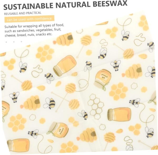 Ipetboom 3pcs Beeswax Food Wraps Cotton Wraps Sandwich Lid Mason Jar Food Preservation Cloths Beeswax Sandwich Wraps Bee Food Reusable Beeswax Wraps Bread Bag Washable Paper - Image 3