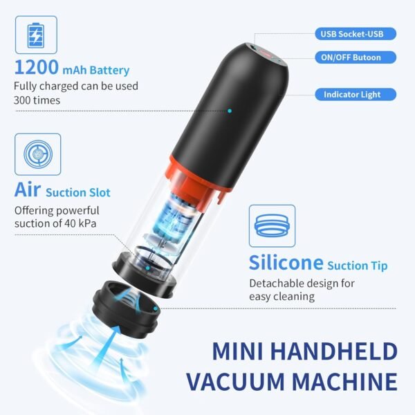 AIRMSEN Handheld Vacuum Sealer for Food Preservation & Storage, Portable Mini Vacuum Sealer with 11 PCS Reusable Sous Vide Bags and 2 PCS Vacuum Wine Sealer - Image 3