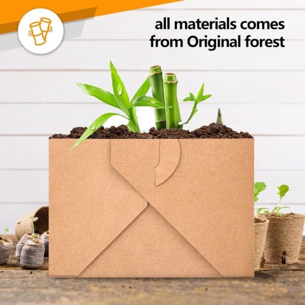 (Set of 50) 30oz Compostable Food Take Out Containers Disposable, Small Microwaveable Paper To Go Boxes, Grease Resistant Natural Kraft Cardboard Lunch Box, Takeout, Biodegradable, Eco-Friendly - Image 2