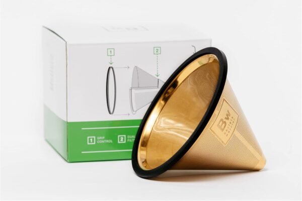 Barista Warrior Compatible with Hario V60 Pour Over Coffee Filters - Reusable Stainless Steel - Best Coffee Maker and Bar Accessories (Gold Titanium Coated) - Image 3