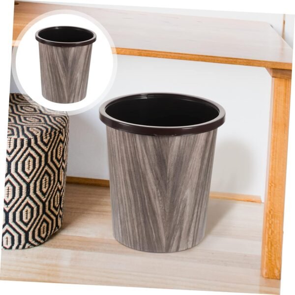 Imitation Wood Grain Trash Can Trash Can with Lid Bathroom Garbage Trash Can Favors Garbage Bin Bathroom Bin Litter Wicker Basket Infuser Kitchen Compost Bin Trash Cans PVC Plastic - Image 6