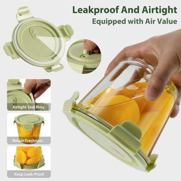 8 PCS Glass Meal Prep Containers with Lids, Airtight 3 Cup Glass Storage Containers Set, Heat-Resistant BPA-Free Glass Containers for Soup Leftover, Microwave, Dishwasher, and Freezer Safe (4 Packs) - Image 4