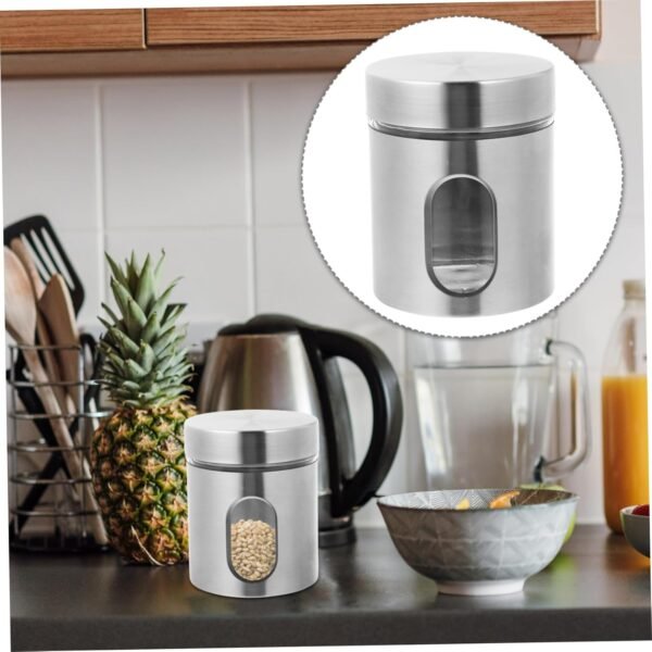 MAGICLULU 2 Pcs Stainless Steel Storage Tank Tea Canister Window Spice Jar Coffee Bean Jar Airtight Coffee Container Food Containers Storage Container Food Sugar Jar Bottle Tins Silver Glass - Image 5