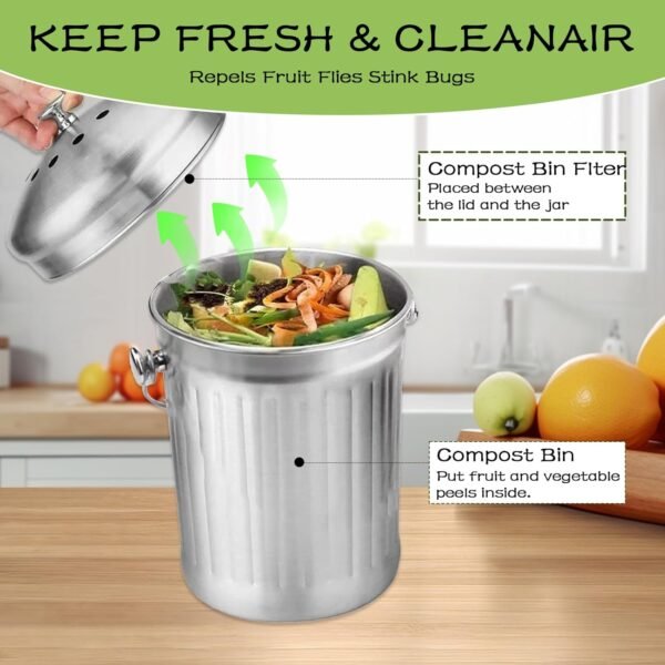 12 Pack Compost Bin Filter, 6.7 inch Charcoal Filters for Kitchen Compost Bucket Home Countertop Compost Pail Relpacement Filter - Image 5