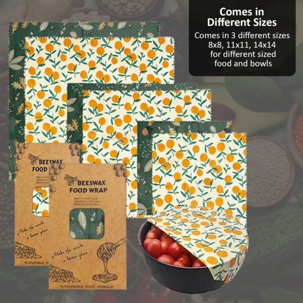 12 Pack - Eco-Friendly, Reusable, & Washable Container Set of Beeswax Food Wraps, Airtight Silicone Lids 6 - Beeswax Wraps, 6 - Silicone Lids - Image 6