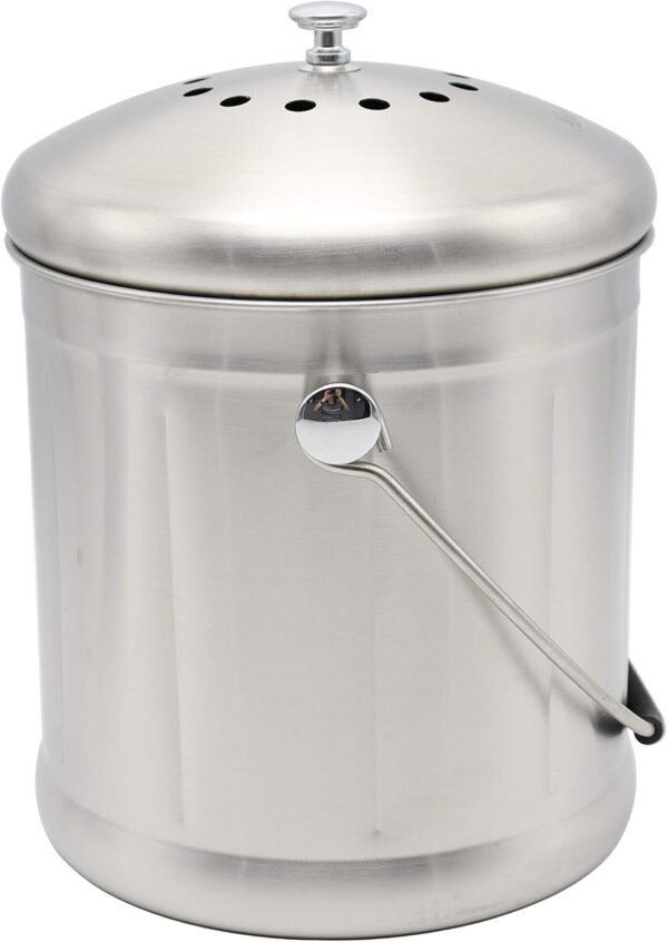 Abakoo 1.8 Gallon Compost Bin Container Kitchen Compost Bin, Compost Pail with Stainless Steel Lid, Countertop Kitchen Trash Can (includes totally 2 filters) - Image 3