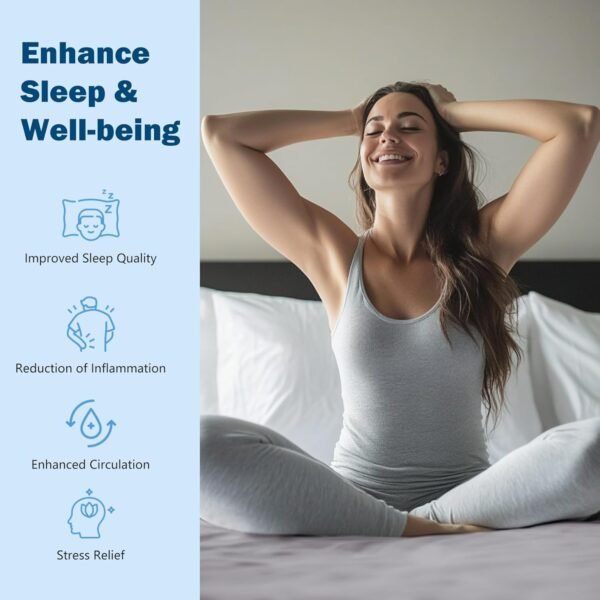 Jecanori Grounding Sheet Queen Size, Earthing Grounded Fitted Bed Sheet, 95% Organic Cotton + 5% Pure Silver Fiber, Bed Grounding Kit with grounding Cord & Tester, for Improved Sleep & Wellness - Image 4