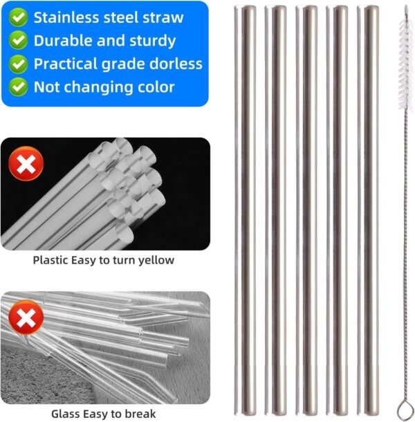 Metal Straws for Stanley Iceflow Flip 30oz Tumbler, With 1 Straw Cleaner, Reusable Stainless Steel Straws Compatible With Stanley 30oz Tumbler(5pcs) - Image 6