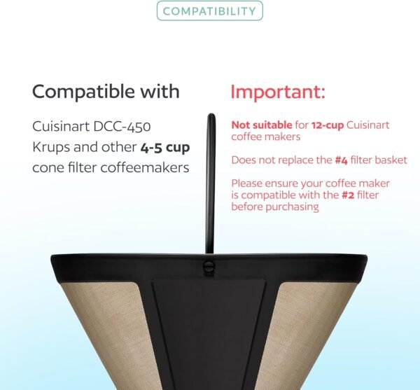 #2 Reusable Cuisinart Cone Coffee Filter, Compatible with 4-5 cup Cuisinart Coffee Makers - Image 2