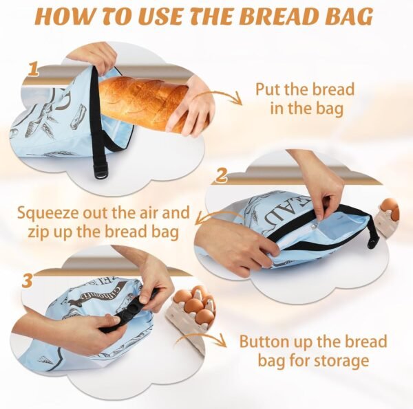 2 Packs Bread Bags for Homemade Bread, Zipper Reusable Bread Bags 17x12inch, Sourdough Bags with Transparent Window, Freezer Safe Bread Storage Bag, Bread Container Bread Loaf Bags - Image 6