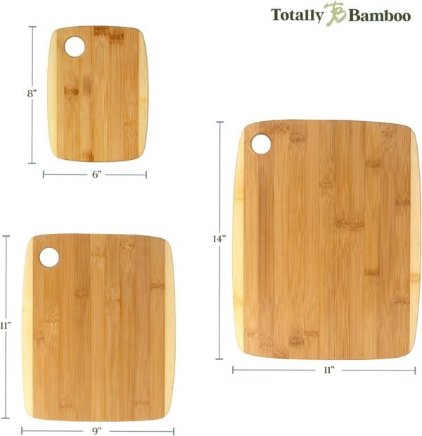 Totally Bamboo 3-Piece Two-Tone Bamboo Serving and Cutting Board Set - Image 7