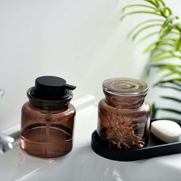 Glass Soap Dispenser for Kitchen, Rustproof Pump, Refillable Liquid Dispenser, Elegant Bathroom or Kitchen Countertop Organizer, Amber - Image 7