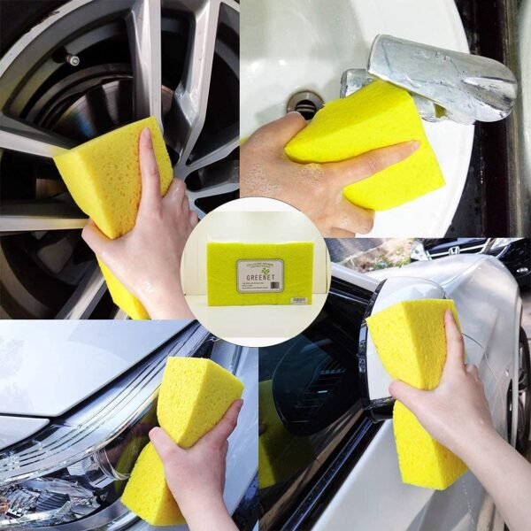 Cellulose Large Sponges for Cleaning, Multi-use Scrub, for Car, Boat and Kitchen, Pack of 3, Yellow, Environmentally Safe Biodegradable - Image 6
