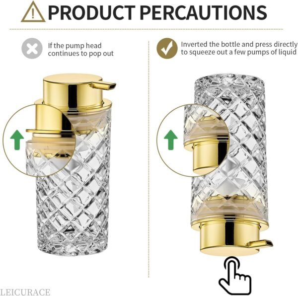 Glass Foam Soap Dispenser, Refillable Foaming Dispenser with Gold Pump, Foam Hand Soap Dispenser for Bathroom Kitchen, Modern Home Bathroom Decor （Foam Type/Clear） A35-1 - Image 9