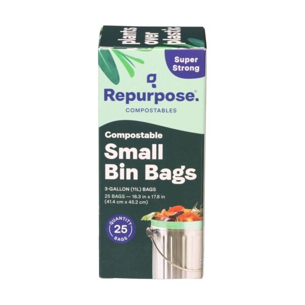 Repurpose Compostables Repurpose 3 Gallon, 11 Liter Super Strong, Small Compostable Trash Bags, Biodegradable Products Institute (BPI) Certified, 25 Count - Image 9
