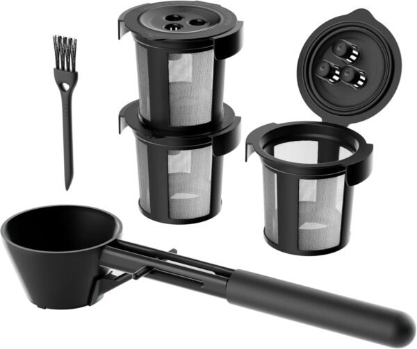 3 Ninja Reusable Coffee Filter Pods for Ninja Dual Brew Coffee Maker - Includes Scoop Funnel - For Ninja Coffee Maker DualBrew Pro, CFP201 CFP301 CFP400 - Reusable K Cups for Ninja Coffee Brewer