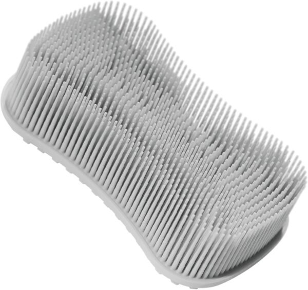 TOPHOME Cleaning Brush Multipurpose Scrubber for Kitchen, Silicone Sponge, Brush Pot Pan Dish Bowl, Wash Fruit and Vegetable, Pot Holder (Grey)-1pc
