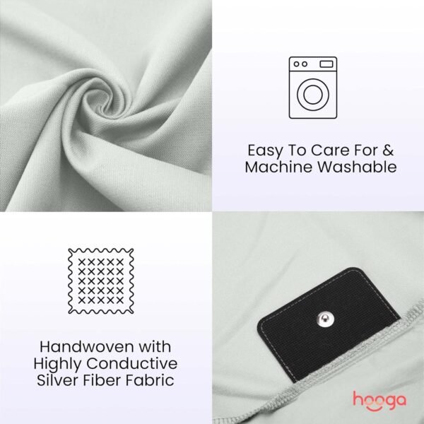 Hooga Grounding Sheet, Organic Fitted Grounded Sheet for Improved Sleep, Pain Relief - Earth Connected Bedding 60”x80”x15” Queen Size, Pure Silver Fiber and Cotton, Grounding Cord Included. Off White - Image 4