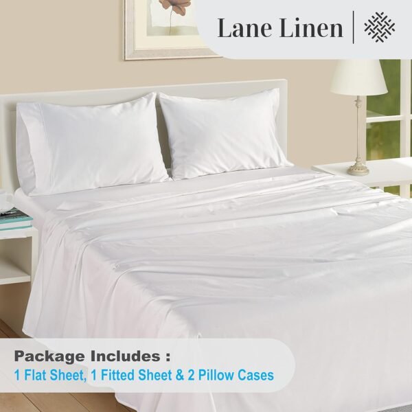 LANE LINEN 100% Egyptian Cotton Sheets Queen Size - 1000 Thread Count White Bed Sheets for Queen Size Bed, Long Staple Cotton Bedding Sheets, Sateen Weave, Luxury Hotel Sheets, Fits upto 17" Mattress - Image 4