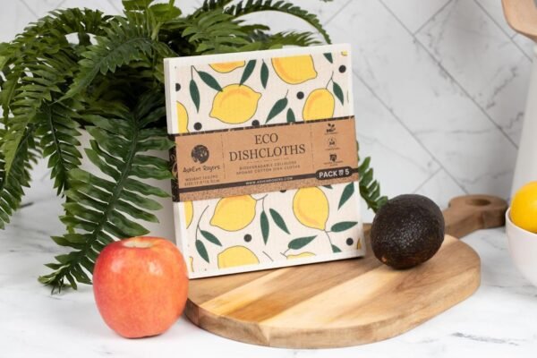 5 Pack Natural Highly Absorbent Eco Friendly Sustainable Biodegradable Swedish Dishcloth Sponge Reusable Paper Towels. Assorted Fruit Designs are NOT Edible! - Image 7