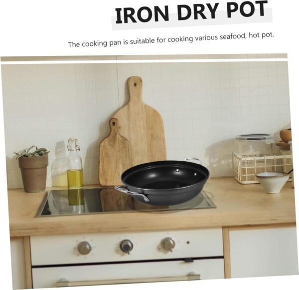 Large Capacity Shallow Soup Hot Pot Hotpot Pot Deep Frying Pan Dish Drying Rack Shallow Cookware The Wok Griddle Pans Big Pots for Cooking Korean Ramen Pot Metal Wok Home Wok Iron Cabilock - Image 7