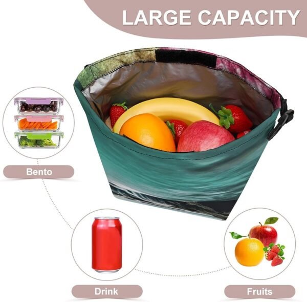Detachable Meal Bag Waterfall Natural Landscape Print Lunch Tote Bag Insulated Meal Box Container Portable Snack Bag for Picnics,work, 29.5x21x10.5cm, style - Image 5