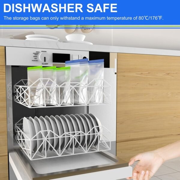 12 Pack Reusable Gallon Freezer Bags Dishwasher Microwave Safe,BPA Free Reusable Bags Silicone Stand Up Leakproof Reusable Food Storage Bags for Meal Prep Fruits Fridge Kitchen Organization - Image 5