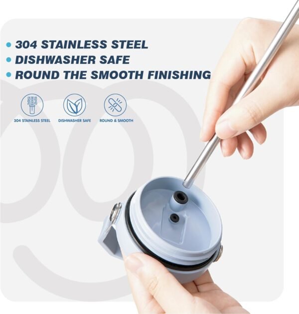 6 PCs Replacement Stainless Steel Straws for Stanley ice flow, 7.95 inch Reusable straw for Stanley Ice Flow 30oz with Cleaning Brush, Compatible with Stanley Flip Straw Tumbler (30oz) - Image 5